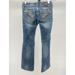 Vintage Y2K Miss Me Girls Jeans Bootcut Embellished Wings Rhinestones Size 7